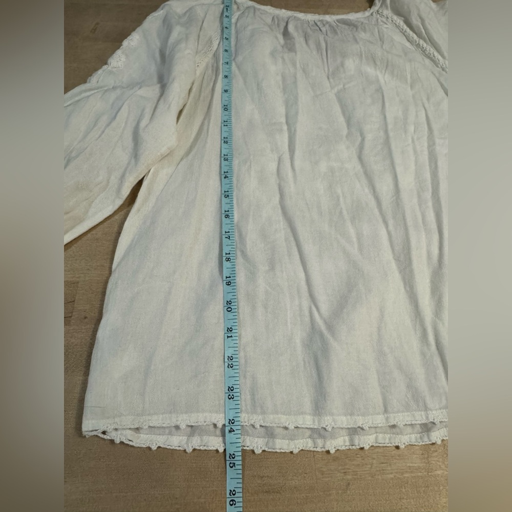 Faherty Cream boho Embroidered Blouse - Picture 7 of 8